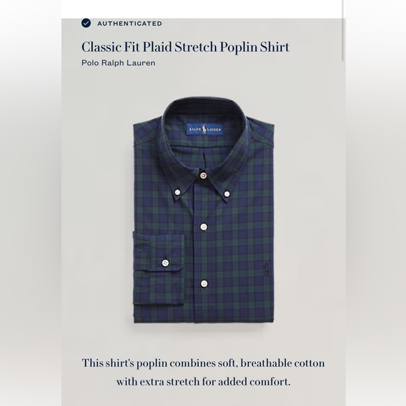 Polo Ralph Lauren Navy and Green Checkered Shirt - Picture 1 of 5